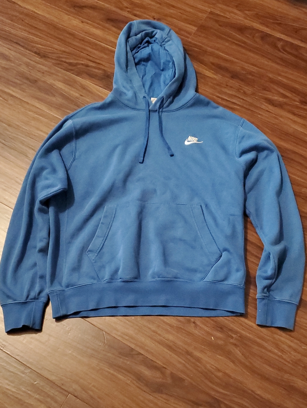 Nike Light Blue Hooded Sweatshirt with White Swoosh